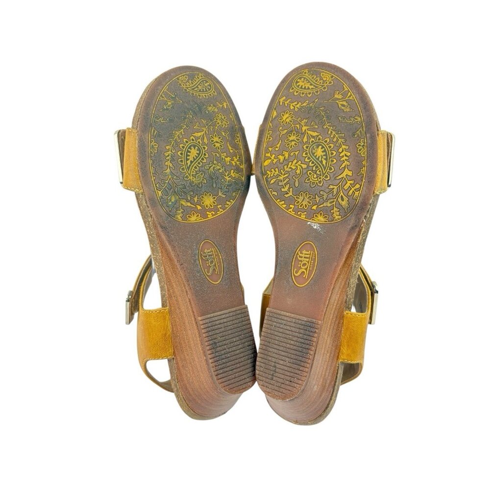 *Sofft Verdi Comfort Sandals Womens 10W Mustard Yellow Hook & Loop Coastal Beach - Picture 11 of 15